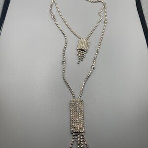 Rhinestone Layered 2 Strand Fashion 20" Necklace